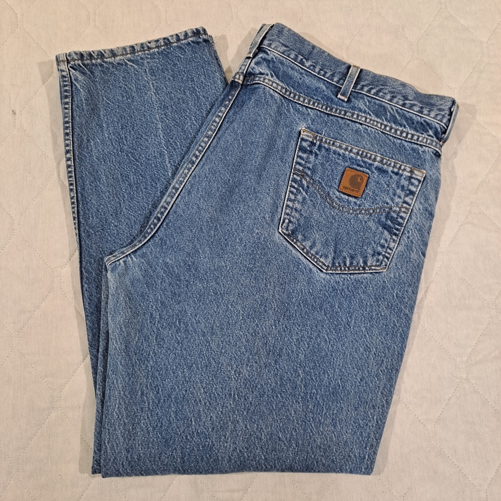 Carhartt Classic Jeans Slightly Distressed Men's 44x32 Blue Denim Straight 5-Pkt